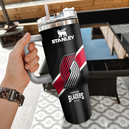 nba portland trail blazers custom stanley quencher 40oz stainless steel tumbler with handle fmlzs