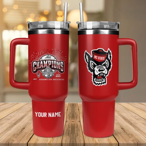 nc state wolfpack 2024 acc mens basketball tournament champions ncaa custom stanley quencher 40oz stainless steel emeda