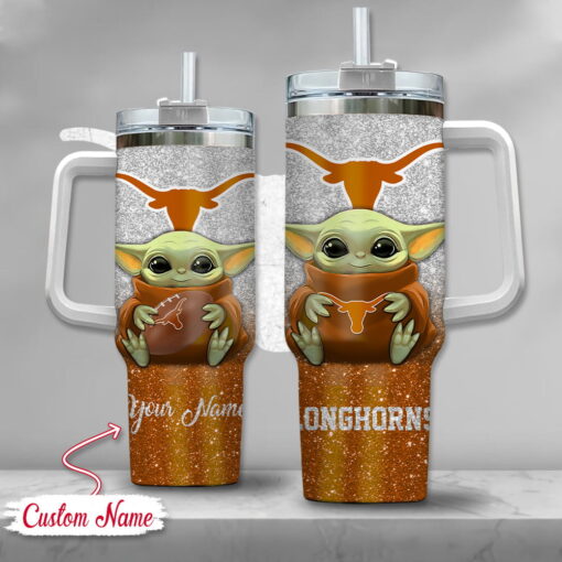 ncaa texas longhorns baby yoda custom stanley quencher 40oz stainless steel tumbler with handle ocbjy