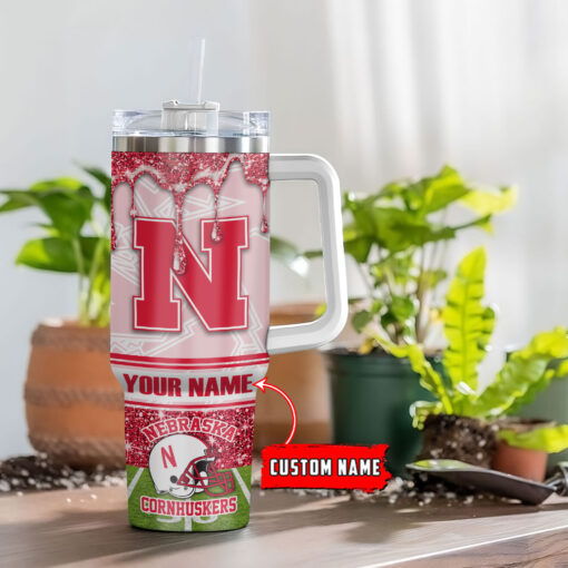 nebraska cornhuskers ncaa glitter custom stanley quencher 40oz stainless steel tumbler with handle uzy23