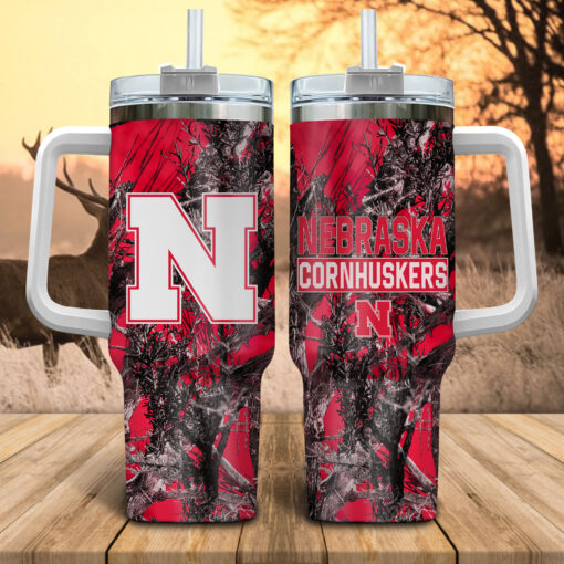 nebraska cornhuskers ncaa hunting custom stanley quencher 40oz stainless steel tumbler with handle uzs6f