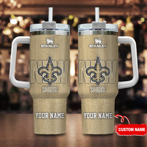 new orleans saints nfl 3d logo custom stanley quencher 40oz stainless steel tumbler with handle 3agmf