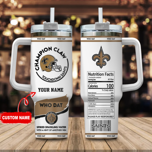 new orleans saints nfl champion claw custom stanley quencher 40oz stainless steel tumbler with handle bqjma