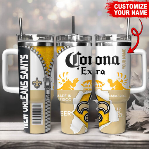 new orleans saints nfl corona extra custom stanley quencher 40oz stainless steel tumbler with handle pdv4d