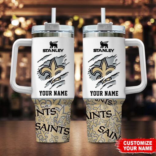 new orleans saints nfl custom stanley quencher 40oz stainless steel tumbler with handle b8osk