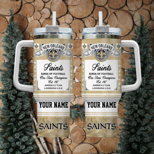 new orleans saints nfl custom stanley quencher 40oz stainless steel tumbler with handle cltno