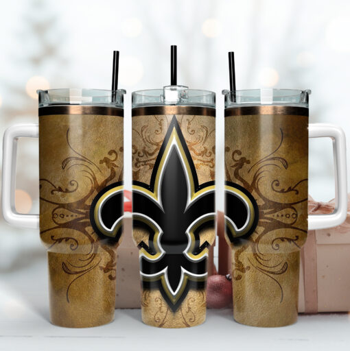 new orleans saints nfl custom stanley quencher 40oz stainless steel tumbler with handle f2rqo