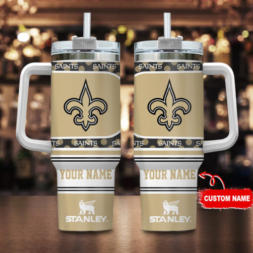 new orleans saints nfl custom stanley quencher 40oz stainless steel tumbler with handle