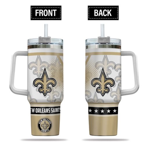 new orleans saints nfl custom stanley quencher 40oz stainless steel tumbler with handle hf0po