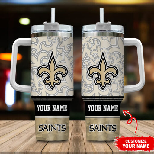 new orleans saints nfl custom stanley quencher 40oz stainless steel tumbler with handle jmnl1