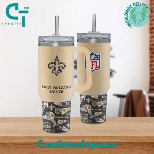 new orleans saints nfl custom stanley quencher 40oz stainless steel tumbler with handle mrm1w