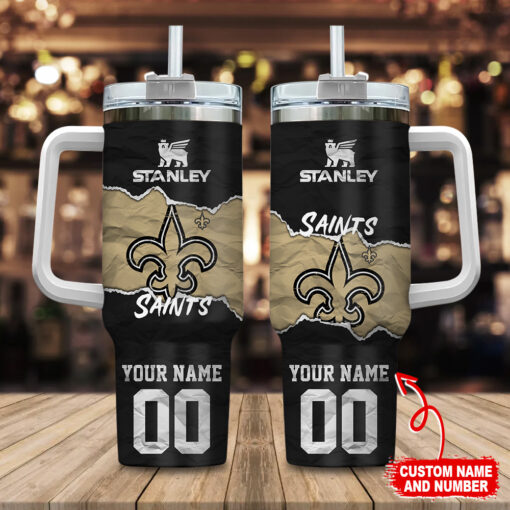 new orleans saints nfl custom stanley quencher 40oz stainless steel tumbler with handle nifpm