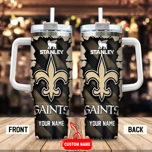 new orleans saints nfl custom stanley quencher 40oz stainless steel tumbler with handle qdovr