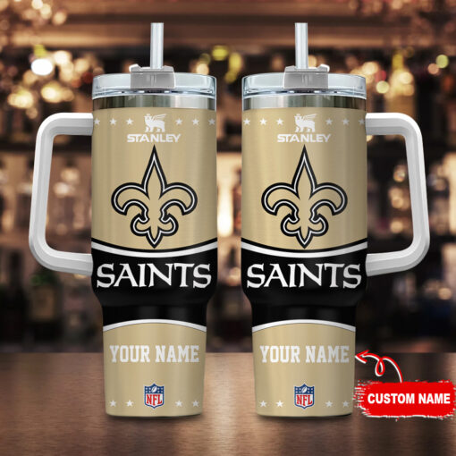 new orleans saints nfl custom stanley quencher 40oz stainless steel tumbler with handle