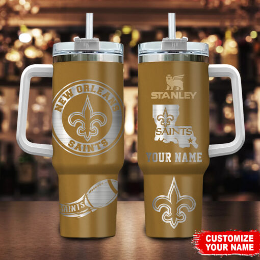 new orleans saints nfl custom stanley quencher 40oz stainless steel tumbler with handle yakpz