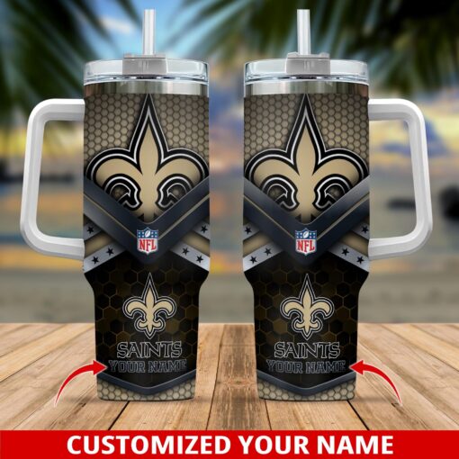 new orleans saints nfl custom stanley quencher 40oz stainless steel tumbler with handle zjsrq