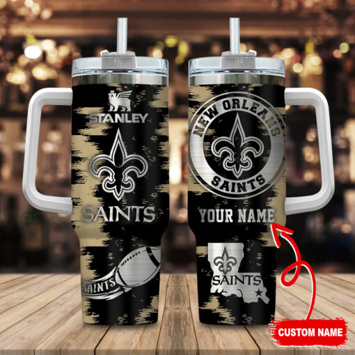 new orleans saints nfl custom stanley quencher 40oz stainless steel tumbler with handle zm22e