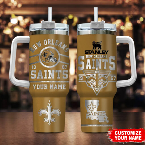 new orleans saints nfl custom stanley quencher 40oz stainless steel tumbler with handle zznfk