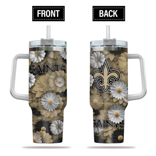 new orleans saints nfl flowers custom stanley quencher 40oz stainless steel tumbler with handle 4ohnu