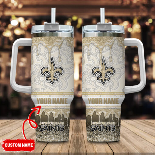 new orleans saints nfl glitter custom stanley quencher 40oz stainless steel tumbler with handle 2by3n