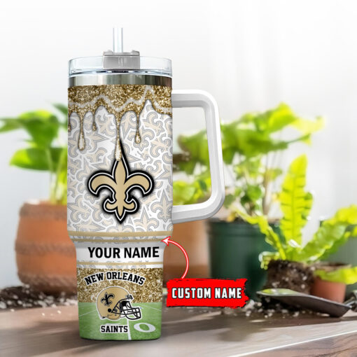 new orleans saints nfl glitter custom stanley quencher 40oz stainless steel tumbler with handle 9mdpf