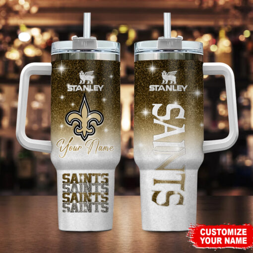 new orleans saints nfl glitter custom stanley quencher 40oz stainless steel tumbler with handle fg9g1