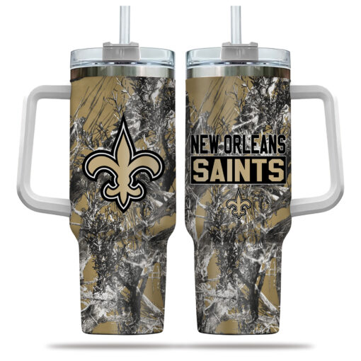 new orleans saints nfl hunting custom stanley quencher 40oz stainless steel tumbler with handle