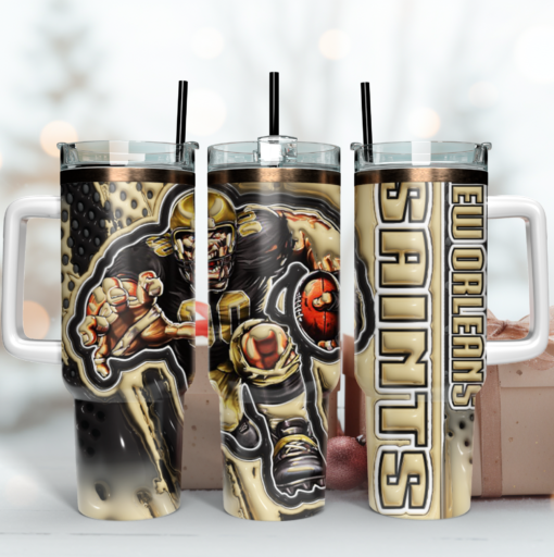 new orleans saints nfl mascot custom stanley quencher 40oz stainless steel tumbler with handle qnhw9