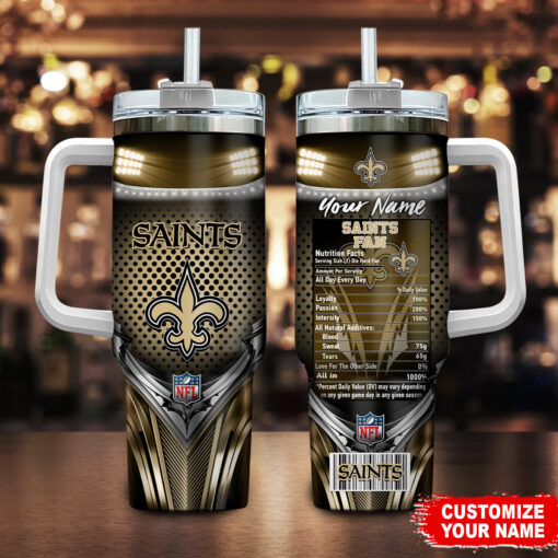 new orleans saints nfl nutrition facts custom stanley quencher 40oz stainless steel tumbler with handle hmfgo