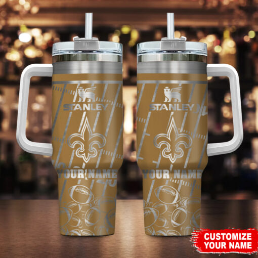 new orleans saints nfl silver custom stanley quencher 40oz stainless steel tumbler with handle qocoe