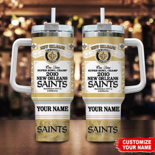 new orleans saints nfl super bowl champs pride custom stanley quencher 40oz stainless steel tumbler with handle lkrwr