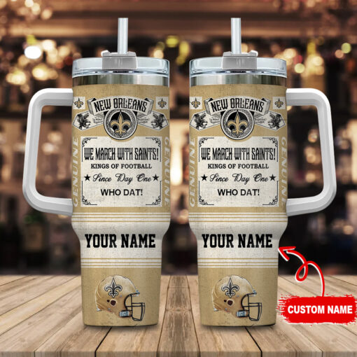 new orleans saints nfl vintage kings of football custom stanley quencher 40oz stainless steel tumbler with handle wj764