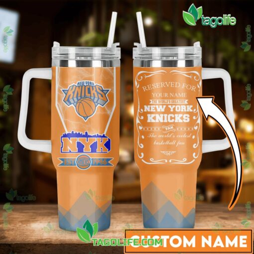 new york knicks nba custom stanley quencher 40oz stainless steel tumbler with handle wpkln