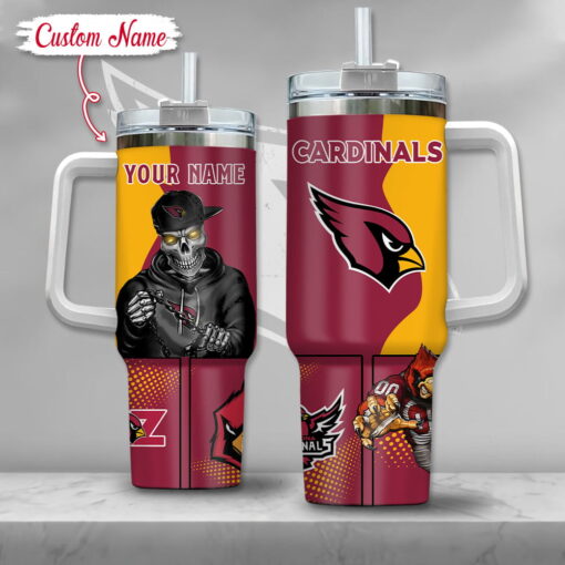 nfl arizona cardinals gangster skeleton custom stanley quencher 40oz stainless steel tumbler with handle 6y2fn