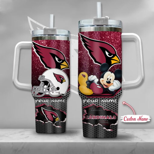 nfl arizona cardinals mickey mouse custom stanley quencher 40oz stainless steel tumbler with handle ey47r