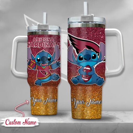 nfl arizona cardinals stitch glitter custom stanley quencher 40oz stainless steel tumbler with handle 9rjsr