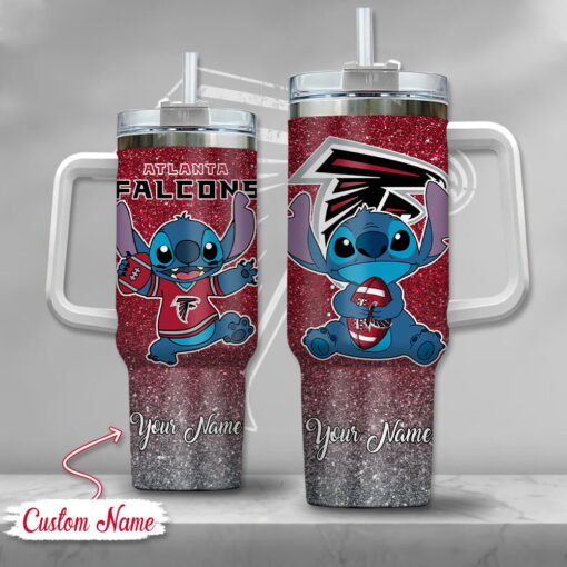 nfl atlanta falcons stitch glitter custom stanley quencher 40oz stainless steel tumbler with handle