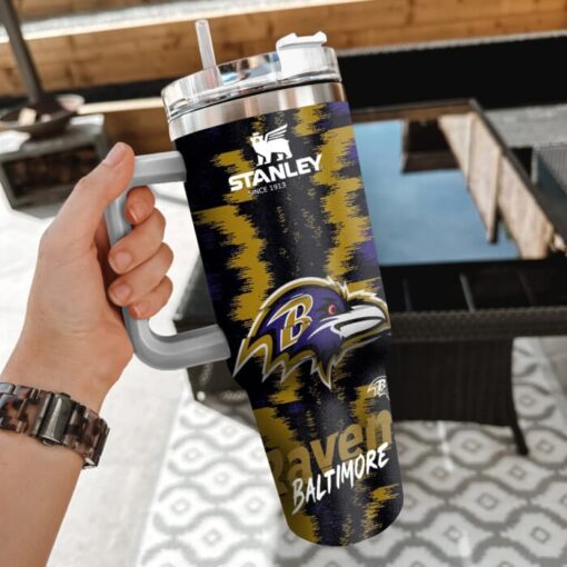 nfl baltimore ravens custom stanley quencher 40oz stainless steel tumbler with handle thamc