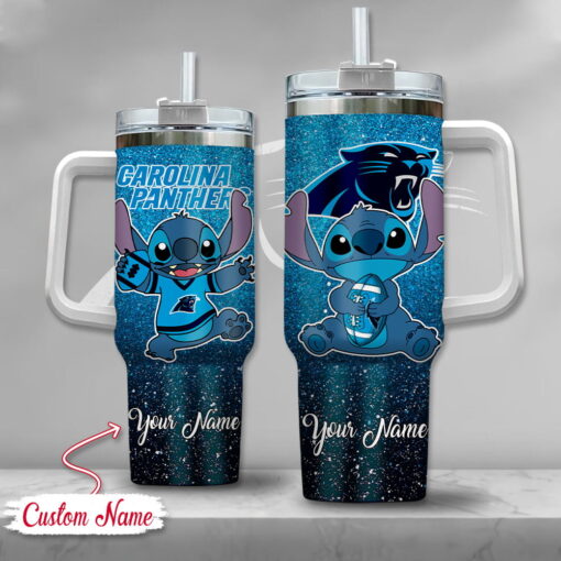 nfl carolina panthers stitch glitter custom stanley quencher 40oz stainless steel tumbler with handle 6iner