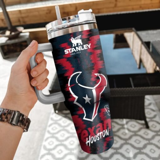 nfl houston texans custom stanley quencher 40oz stainless steel tumbler with handle tzsst