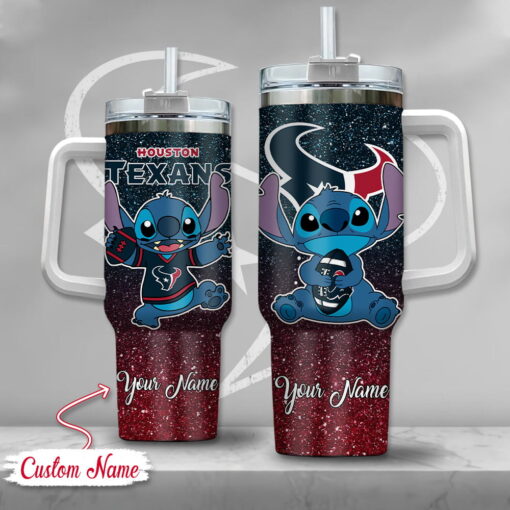 nfl houston texans stitch glitter custom stanley quencher 40oz stainless steel tumbler with handle qt6qy