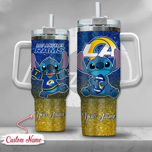 nfl los angeles rams stitch glitter custom stanley quencher 40oz stainless steel tumbler with handle jougo