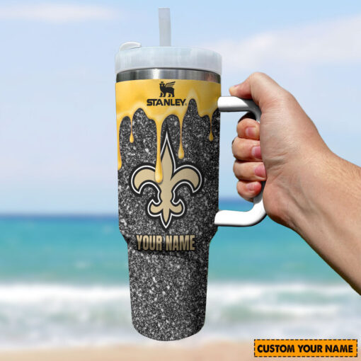 nfl new orleans saints custom stanley quencher 40oz stainless steel tumbler with handle gsvnr