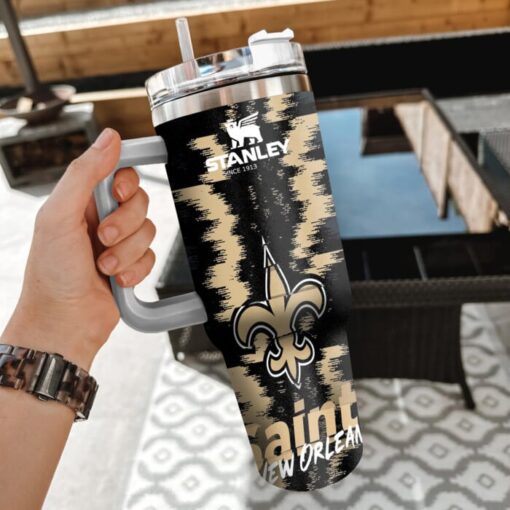 nfl new orleans saints custom stanley quencher 40oz stainless steel tumbler with handle hw8us