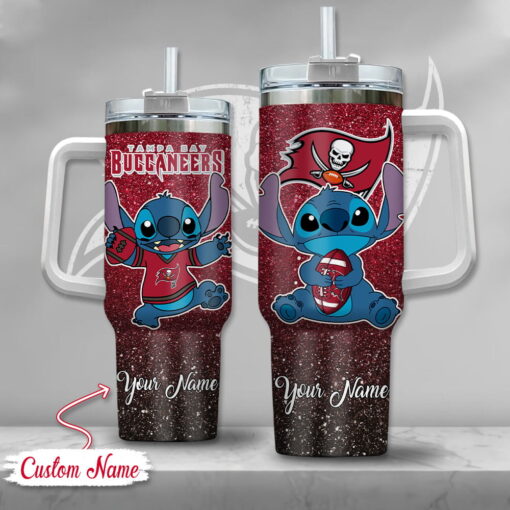 nfl tampa bay buccaneers stitch glitter custom stanley quencher 40oz stainless steel tumbler with handle bynwa