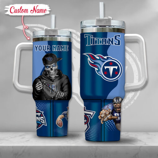 nfl tennessee titans gangster skeleton custom stanley quencher 40oz stainless steel tumbler with handle rwl1p