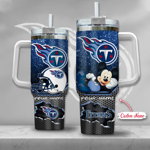 nfl tennessee titans mickey mouse custom stanley quencher 40oz stainless steel tumbler with handle hg0oz