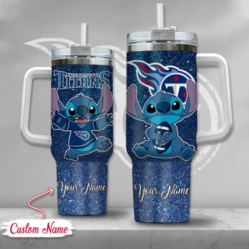 nfl tennessee titans stitch glitter custom stanley quencher 40oz stainless steel tumbler with handle rzdii