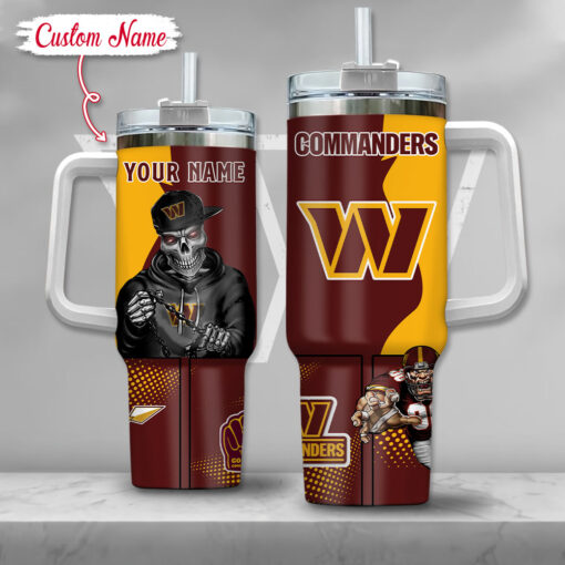 nfl washington commanders gangster skeleton custom stanley quencher 40oz stainless steel tumbler with handle 5sull