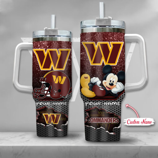 nfl washington commanders mickey mouse custom stanley quencher 40oz stainless steel tumbler with handle vbgvp